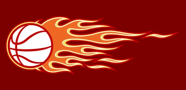 Illustration Vectorielle Icône Balle Basket Brûlante Avec Des Flammes Tige — Image vectorielle