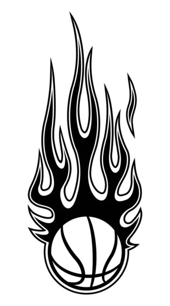 Векторный Силуэт Иконки Горящего Баскетбольного Мяча Горячим Пламенем Стержня Идеально — стоковый вектор