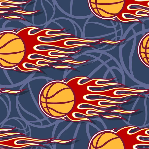 Patrón Sin Costuras Con Pelotas Baloncesto Llamas Hotrod Ilustración Vectorial — Vector de stock