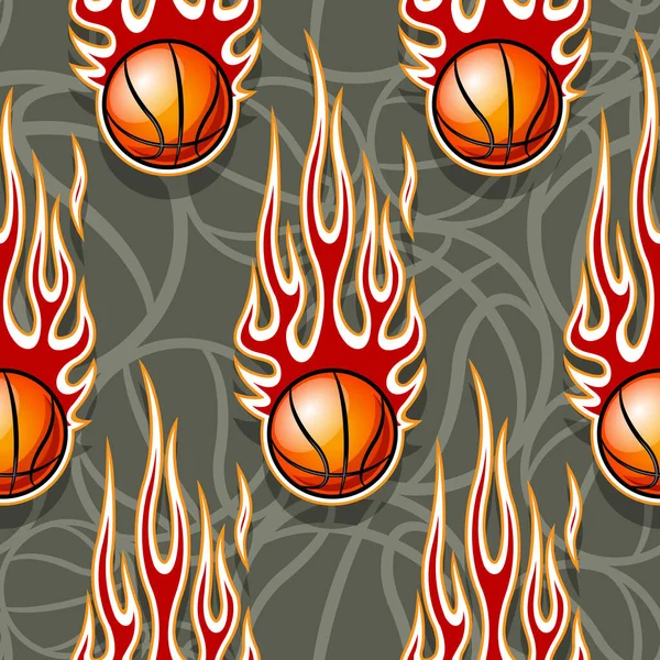 Nahtloses Muster Mit Basketballball Und Hot Rod Flamme Vektorillustration Ideal — Stockvektor