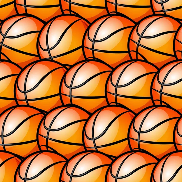 Patrón Sin Costuras Con Pelota Baloncesto Ilustración Vectorial Ideal Para — Vector de stock