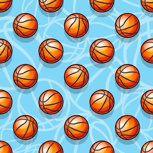 Patrón Sin Costuras Con Pelota Baloncesto Ilustración Vectorial Ideal Para — Vector de stock