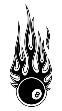 Vector illustration of billiards pool snooker 8 ball with hot rod flames. Ideal for sticker car and motorcycle decal sport logo design template and any kind of decoration. vector