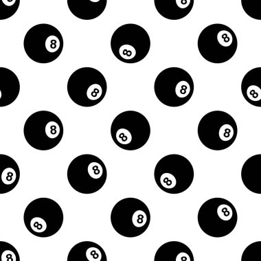 Bilardo bilardo bilardo bilardo topu 8 sembollü basılabilir desen. Vektör çizimi. Duvar kağıdı, ambalaj, kumaş, tekstil, kağıt tasarımı ve her türlü dekorasyon için idealdir..