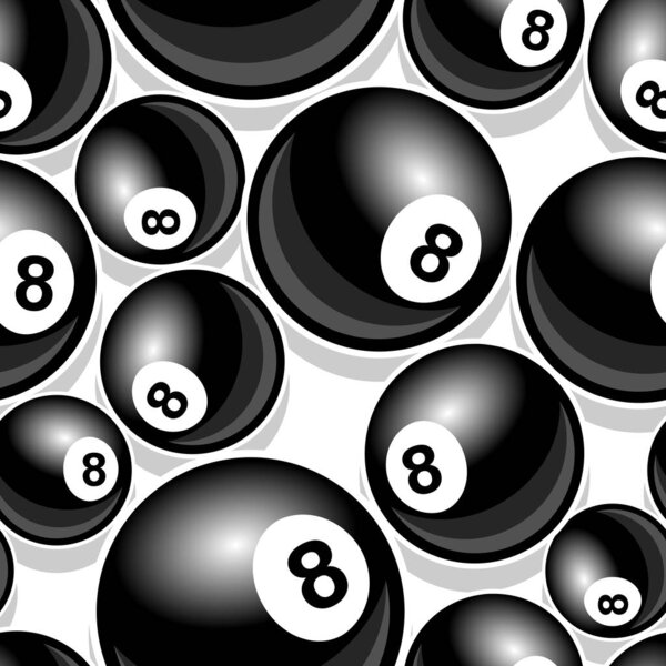 Printable pattern with billiards pool snooker 8 ball symbol. Vector illustration. Ideal for wallpaper, wrapper, packaging, fabric, textile, paper design and any kind of decoration.
