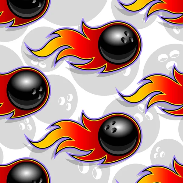 Modèle Sans Couture Avec Des Icônes Bowling Des Flammes Illustration — Image vectorielle