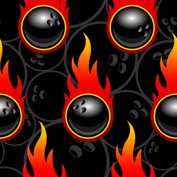 Nahtloses Muster Mit Bowlingsymbolen Und Flammen Vektorillustration Ideal Für Tapeten — Stockvektor