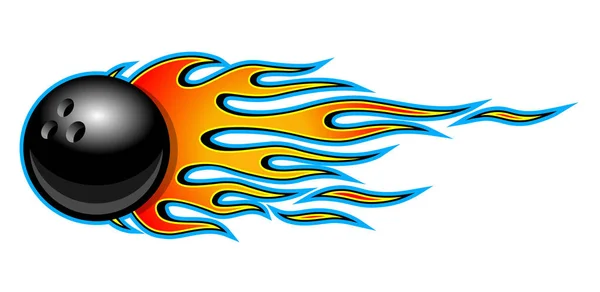 熱棒の炎の形をしたボーリングボールのベクトルイラスト 印刷可能なステッカーに最適ですデカールスポーツロゴデザインと任意の装飾 — ストックベクタ