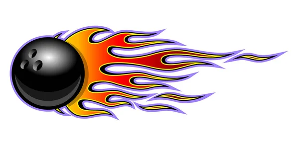 熱棒の炎の形をしたボーリングボールのベクトルイラスト 印刷可能なステッカーに最適ですデカールスポーツロゴデザインと任意の装飾 — ストックベクタ