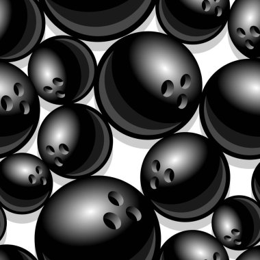 Bowling topu grafiğiyle basılabilir dikişsiz desen. Vektör çizimi. Duvar kağıdı, ambalaj, kumaş, tekstil, ambalaj kağıdı tasarımı ve her türlü dekorasyon için idealdir..