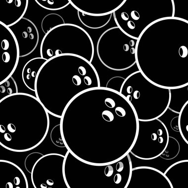 Bowling topu grafiğiyle basılabilir dikişsiz desen. Vektör çizimi. Duvar kağıdı, ambalaj, kumaş, tekstil, ambalaj kağıdı tasarımı ve her türlü dekorasyon için idealdir..
