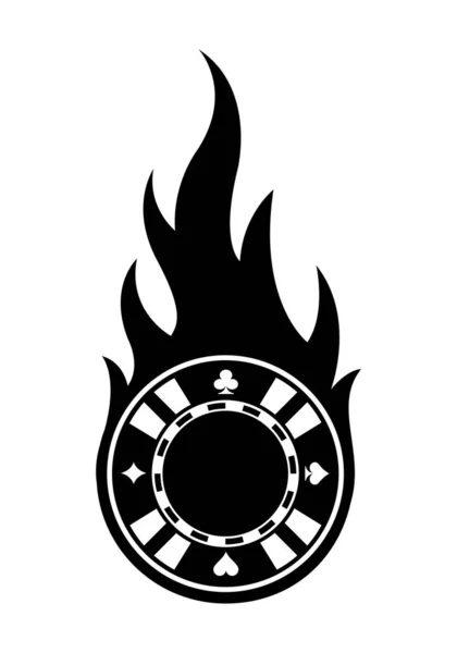 游戏扑克晶片的矢量图解与简单的火焰 理想的贴纸 赌场扑克标志设计元素和任何一种装饰 — 图库矢量图片