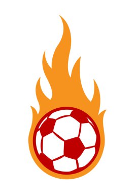 Futbol topunun basit alev şeklinde bir temsili. Etiket, çıkartma, spor logosu ve her türlü dekorasyon için ideal..