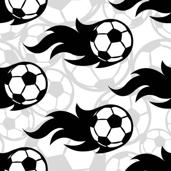 无缝隙图案与足球足球图标和火焰 矢量图解 适用于墙纸 面料设计及各种装饰 — 图库矢量图片