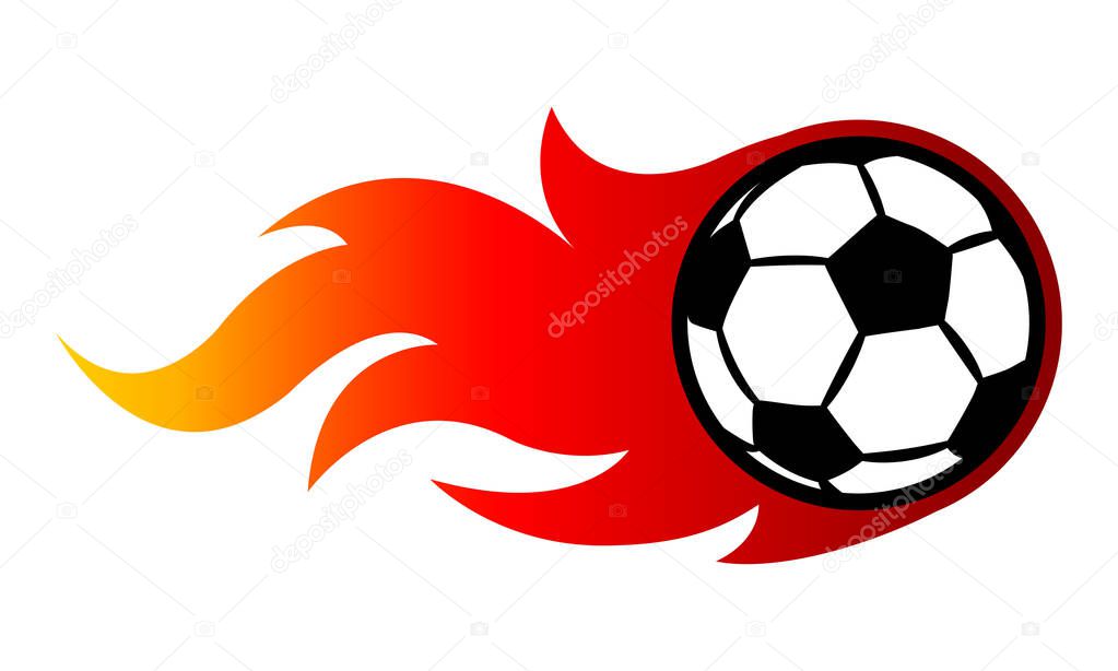 Vector illustration of football soccer ball with simple flame shape. Ideal for sticker, decal, sport logo and any kind of decoration.