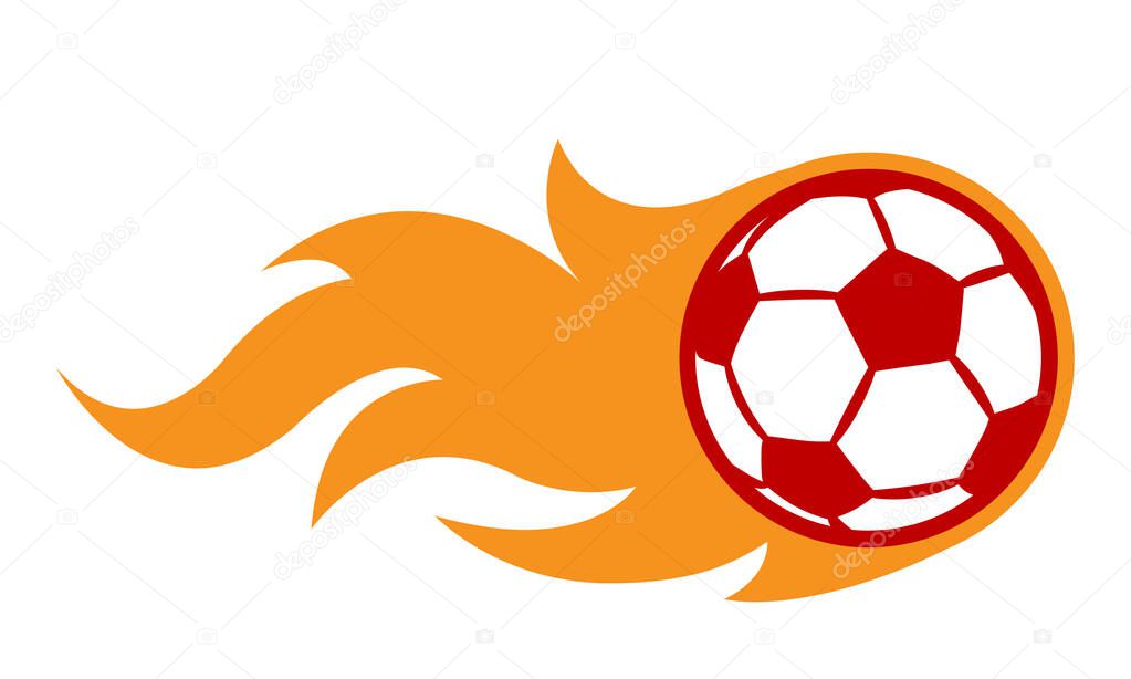 Vector illustration of football soccer ball with simple flame shape. Ideal for sticker, decal, sport logo and any kind of decoration.
