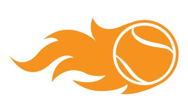 Basit alev şeklindeki tenis topunun temsili çizimi. Etiket, çıkartma, spor logosu ve her türlü dekorasyon için ideal..