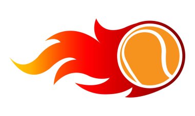 Basit alev şeklindeki tenis topunun temsili çizimi. Etiket, çıkartma, spor logosu ve her türlü dekorasyon için ideal..