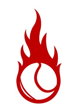 Basit alev şeklindeki tenis topunun temsili çizimi. Etiket, çıkartma, spor logosu ve her türlü dekorasyon için ideal..