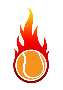 Basit alev şeklindeki tenis topunun temsili çizimi. Etiket, çıkartma, spor logosu ve her türlü dekorasyon için ideal..
