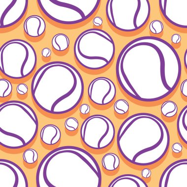 Tenis topu grafikleriyle kusursuz desen. Vektör çizimi. Duvar kağıdı, ambalaj, kumaş, tekstil, ambalaj kağıdı tasarımı ve her türlü dekorasyon için idealdir..