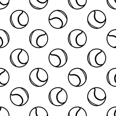 Tenis topu grafikleriyle kusursuz desen. Vektör çizimi. Duvar kağıdı, ambalaj, kumaş, tekstil, ambalaj kağıdı tasarımı ve her türlü dekorasyon için idealdir..