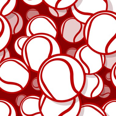 Tenis topu grafikleriyle kusursuz desen. Vektör çizimi. Duvar kağıdı, ambalaj, kumaş, tekstil, ambalaj kağıdı tasarımı ve her türlü dekorasyon için idealdir..