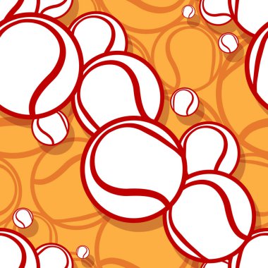 Tenis topu grafikleriyle kusursuz desen. Vektör çizimi. Duvar kağıdı, ambalaj, kumaş, tekstil, ambalaj kağıdı tasarımı ve her türlü dekorasyon için idealdir..