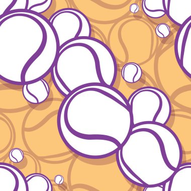 Tenis topu grafikleriyle kusursuz desen. Vektör çizimi. Duvar kağıdı, ambalaj, kumaş, tekstil, ambalaj kağıdı tasarımı ve her türlü dekorasyon için idealdir..