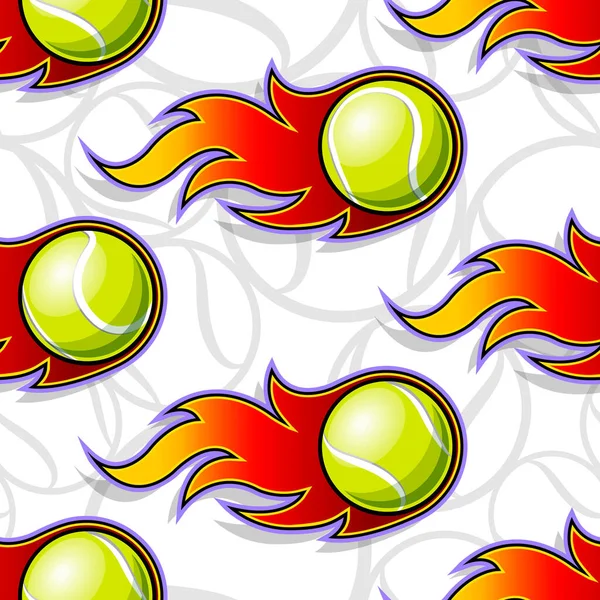 Naadloos Patroon Met Tennisbal Pictogrammen Vlammen Vector Illustratie Ideaal Voor — Stockvector