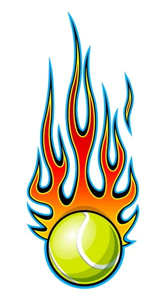 Vektor Illustration Tennisboll Med Hotrod Flamma Form Idealisk För Utskrivbara — Stock vektor