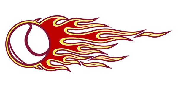 Τένις Μπάλα Διάνυσμα Εικονογράφηση Ζεστό Ράβδο Φλόγες Ιδανικό Για Εκτυπώσιμο — Διανυσματικό Αρχείο