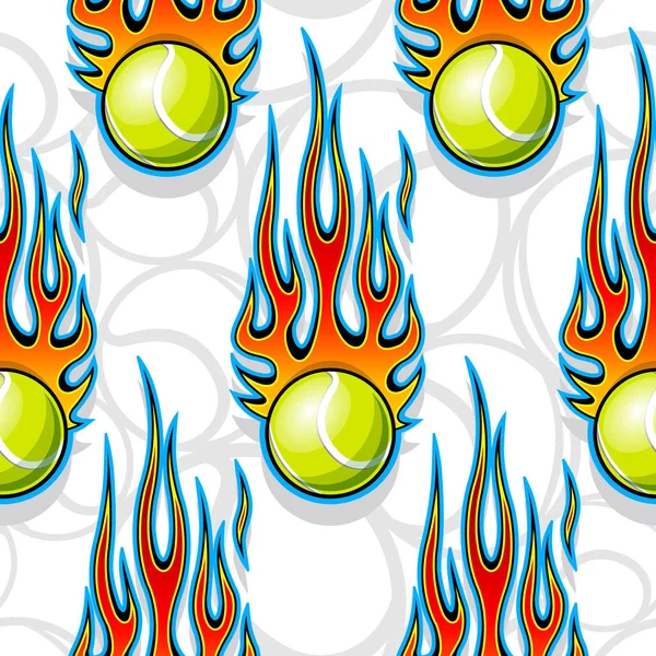 Naadloos Patroon Met Tennisbal Symbool Hete Staaf Vlam Vector Illustratie — Stockvector