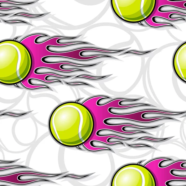 Afdrukbaar Naadloos Patroon Met Tennisbal Hotrod Vlam Vector Illustratie Ideaal — Stockvector