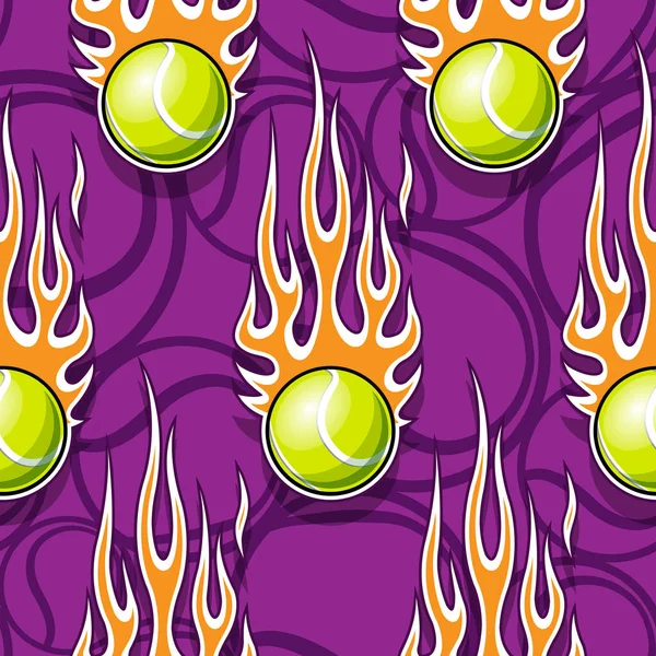 Patrón Sin Costura Pelota Tenis Con Llama Hotrod Ilustración Vectorial — Vector de stock