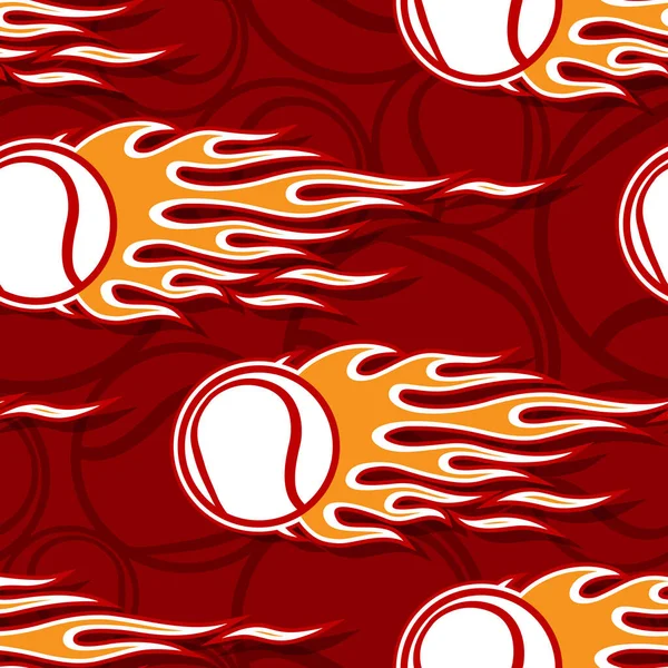 Druckbares Nahtloses Muster Mit Tennisball Und Hotrod Flamme Vektorillustration Ideal — Stockvektor