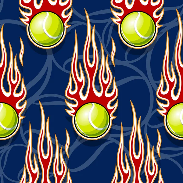 Naadloos Patroon Met Tennisbal Symbool Hete Staaf Vlam Vector Illustratie — Stockvector