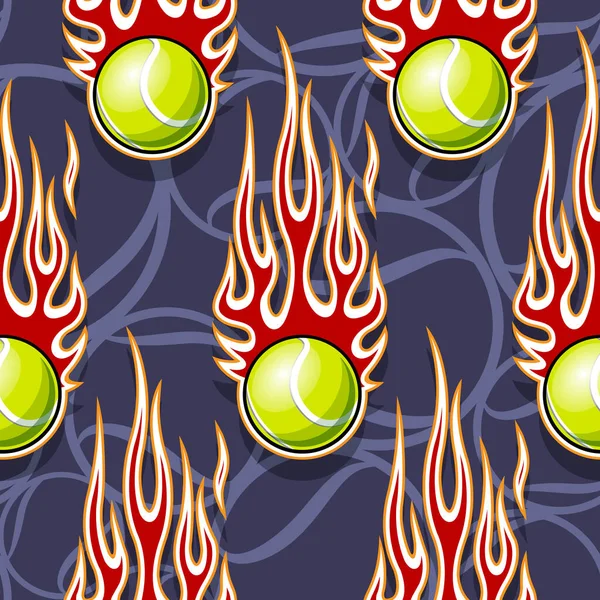Płynny Wzór Symbolem Piłki Tenisowej Płomieniem Gorącego Pręta Ilustracja Wektora — Wektor stockowy