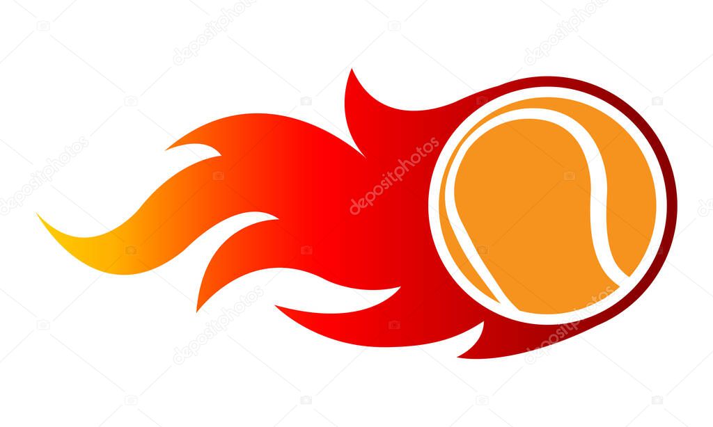 Vector illustration of tennis ball with simple flame shape. Ideal for sticker, decal, sport logo and any kind of decoration.