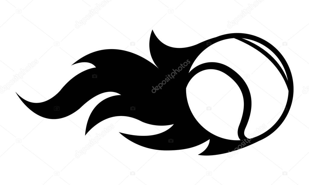 Vector illustration of tennis ball with simple flame shape. Ideal for sticker, decal, sport logo and any kind of decoration.