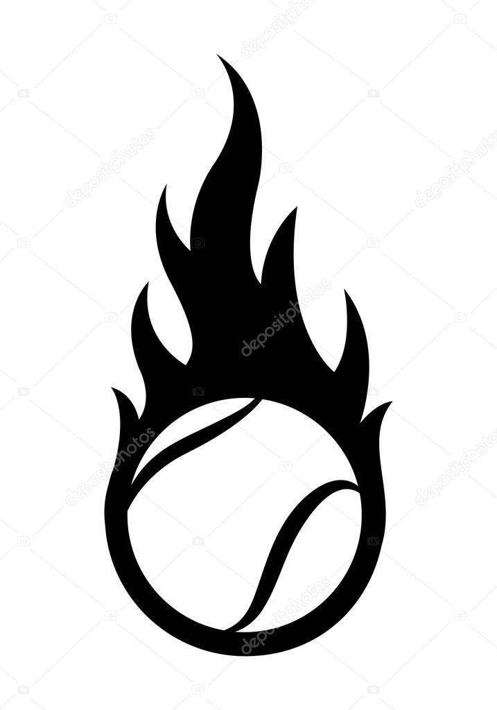 Vector illustration of tennis ball with simple flame shape. Ideal for sticker, decal, sport logo and any kind of decoration.