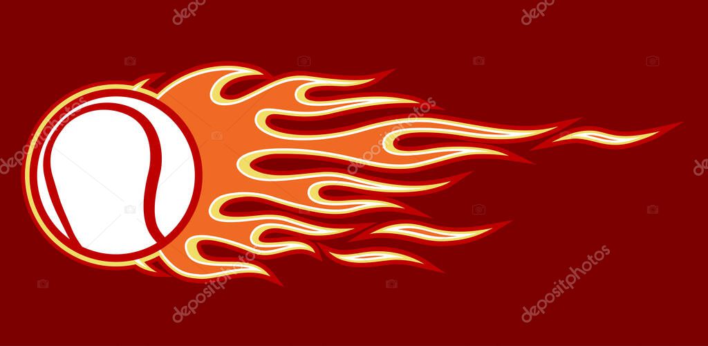 Vector illustration of tennis ball with hotrod flame shape. Ideal for printable sticker decal sport logo design and any decoration.