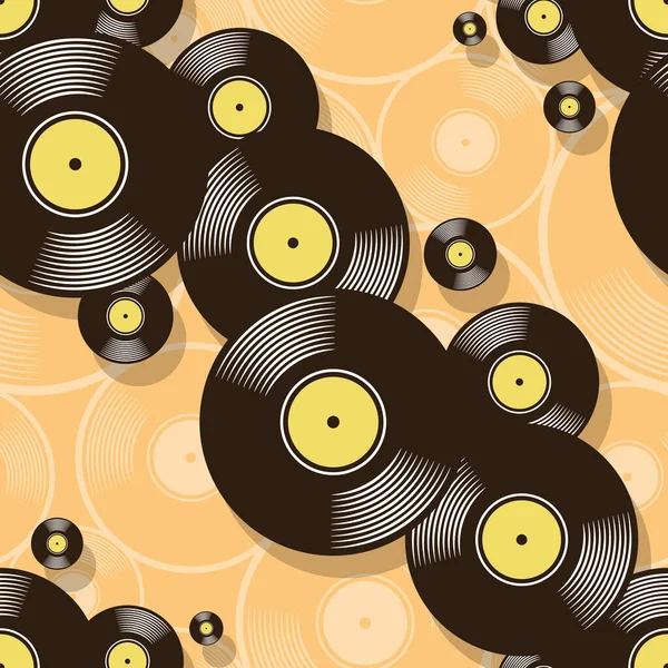 Ρετρό Μουσική Vintage Βινύλιο Δίσκο Εικονίδιο Εκτυπώσιμη Αδιάλειπτη Μοτίβο Εικονογράφηση — Διανυσματικό Αρχείο
