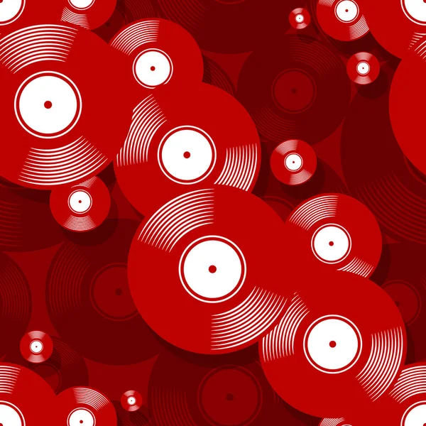 Retro Música Vintage Vinilo Grabado Icono Imprimible Patrón Sin Costuras — Vector de stock