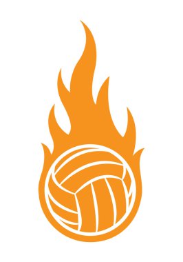 Voleybol topunun basit alev şeklinde bir temsili. Etiket, çıkartma, spor logosu ve her türlü dekorasyon için ideal..
