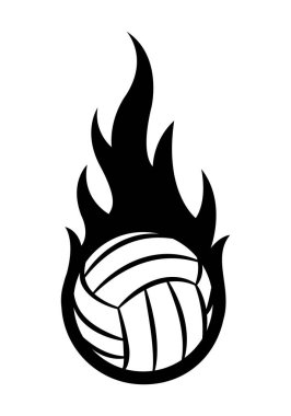 Voleybol topunun basit alev şeklinde bir temsili. Etiket, çıkartma, spor logosu ve her türlü dekorasyon için ideal..