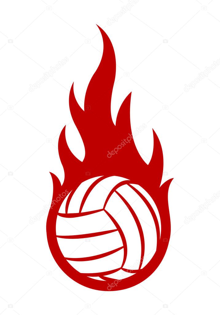 Vector illustration of volleyball ball with simple flame shape. Ideal for sticker, decal, sport logo and any kind of decoration.