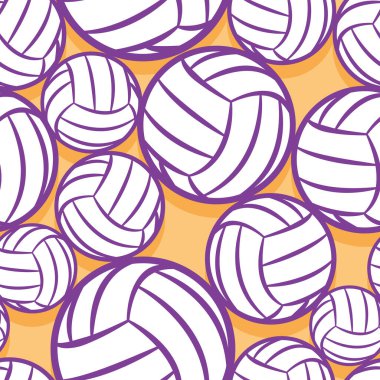 Voleybol sembollü kusursuz desen. Vektör çizimi. Duvar kağıdı, ambalaj, kumaş, tekstil, ambalaj kağıdı tasarımı ve her türlü dekorasyon için idealdir..