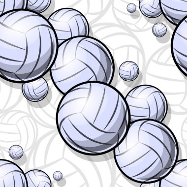 Voleybol grafikleri kusursuz. Vektör çizimi. Duvar kağıdı, ambalaj, kumaş, tekstil, ambalaj kağıdı tasarımı ve her türlü dekorasyon için idealdir..