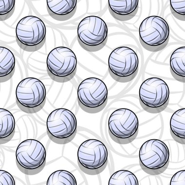 Voleybol sembollü kusursuz desen. Vektör çizimi. Duvar kağıdı, ambalaj, kumaş, tekstil, ambalaj kağıdı tasarımı ve her türlü dekorasyon için idealdir..